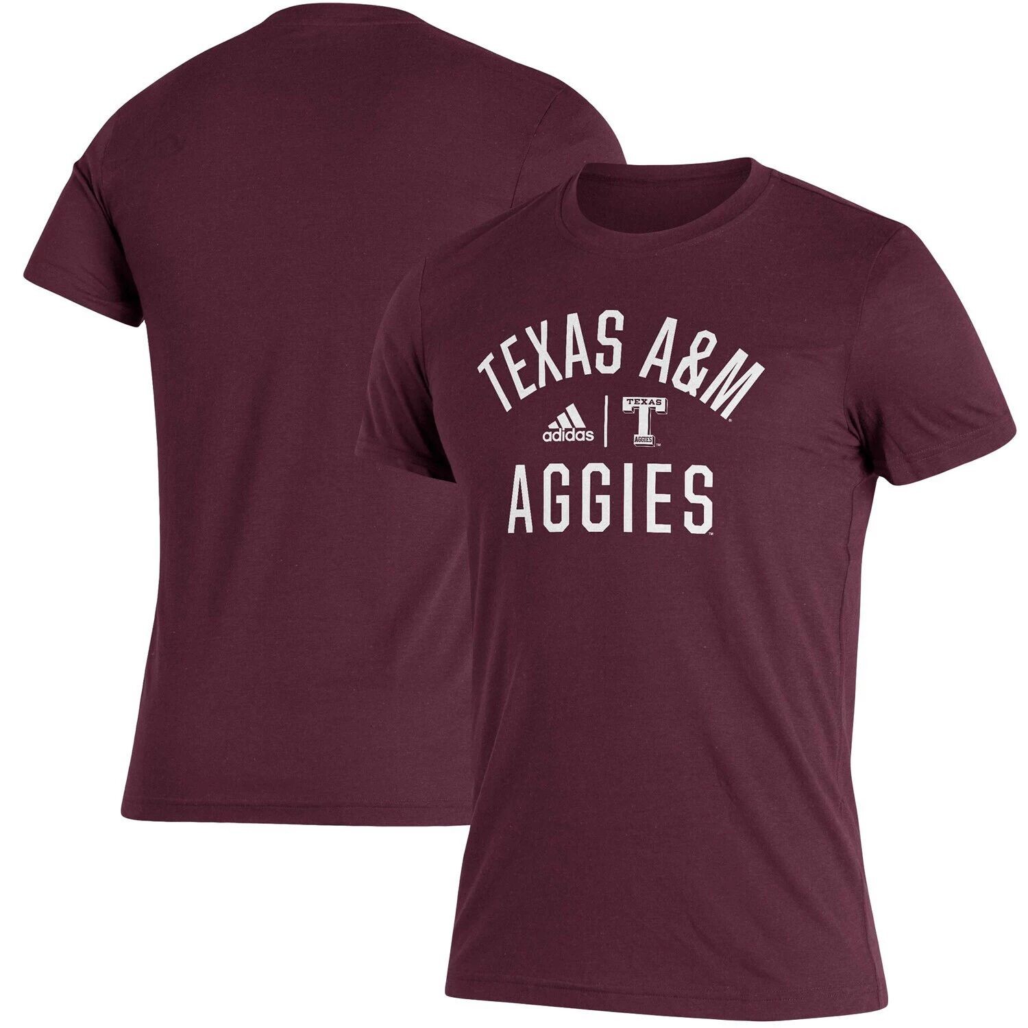 

Мужская темно-бордовая футболка Texas A&M Aggies Sideline Locker Heritage adidas, Красный