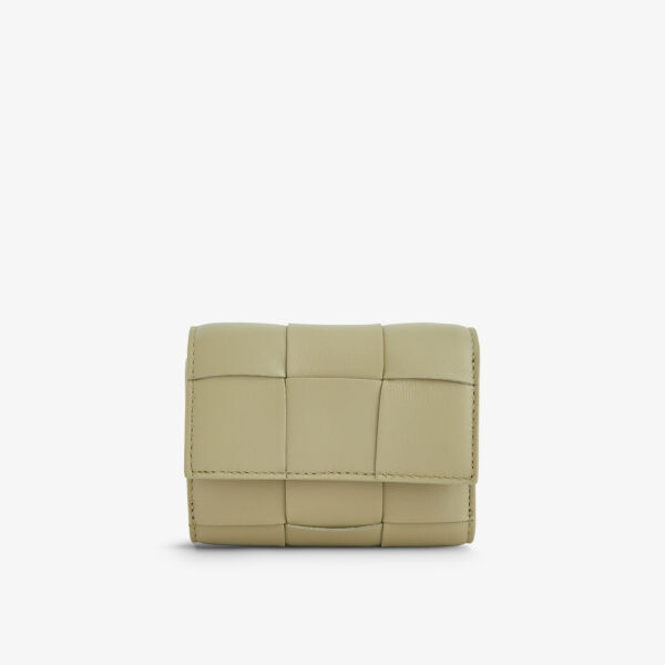

Кошелек тройного сложения из кожи intrecciato Bottega Veneta, желтый