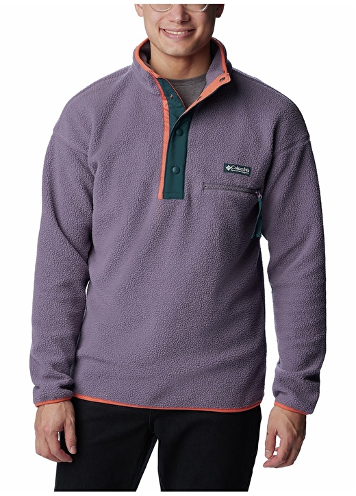цена Фиолетовый мужской флисовый свитшот с воротником стойкой Columbia