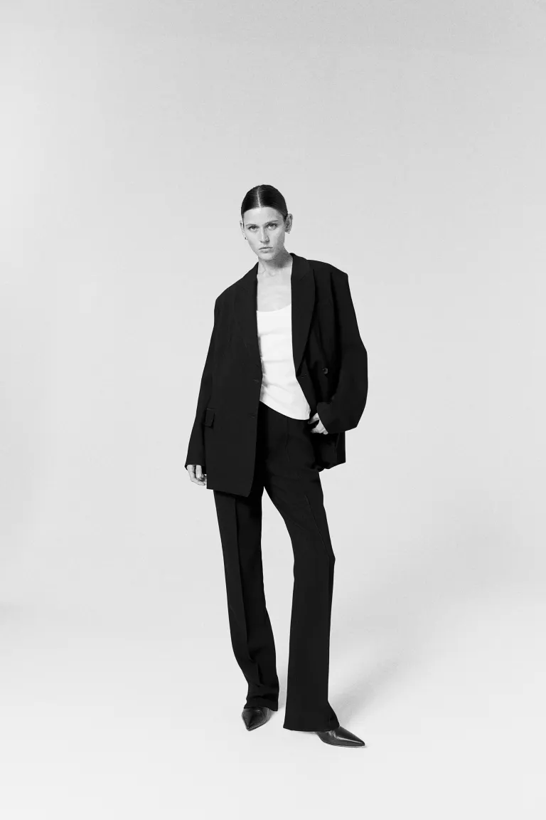 

Жакет из смесовой шерсти с трансфером H&M, черный
