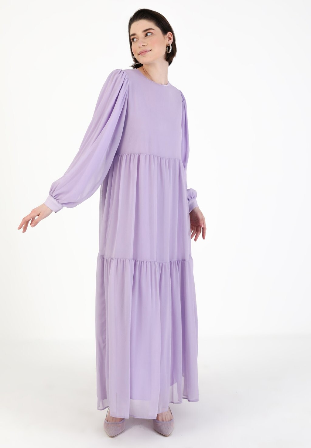 

Платье макси CREW NECK MODEST BENIN Modanisa, фиолетовый