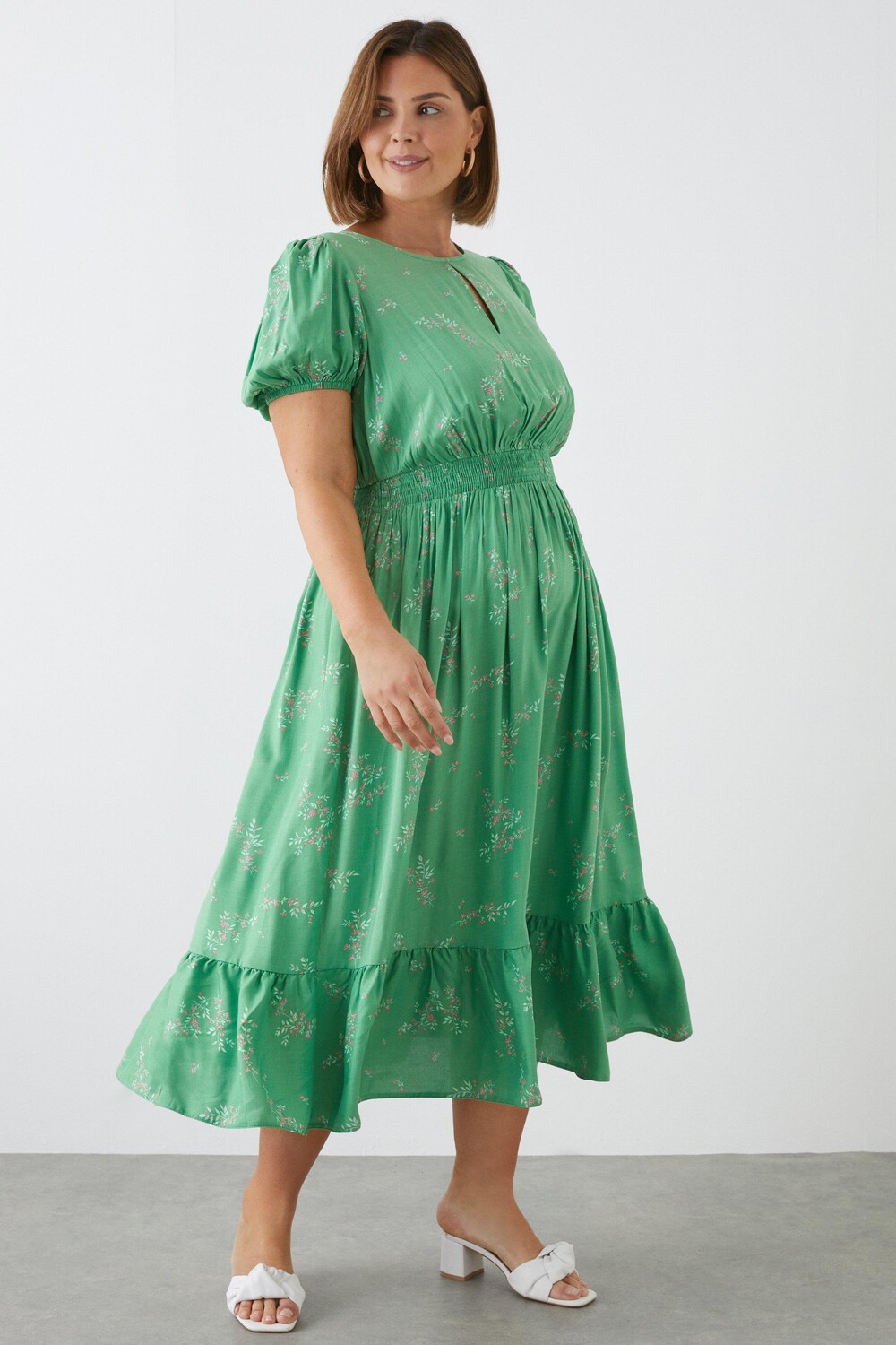 

Зеленое платье миди с цветочным принтом Curve Sprig Dorothy Perkins, зеленый