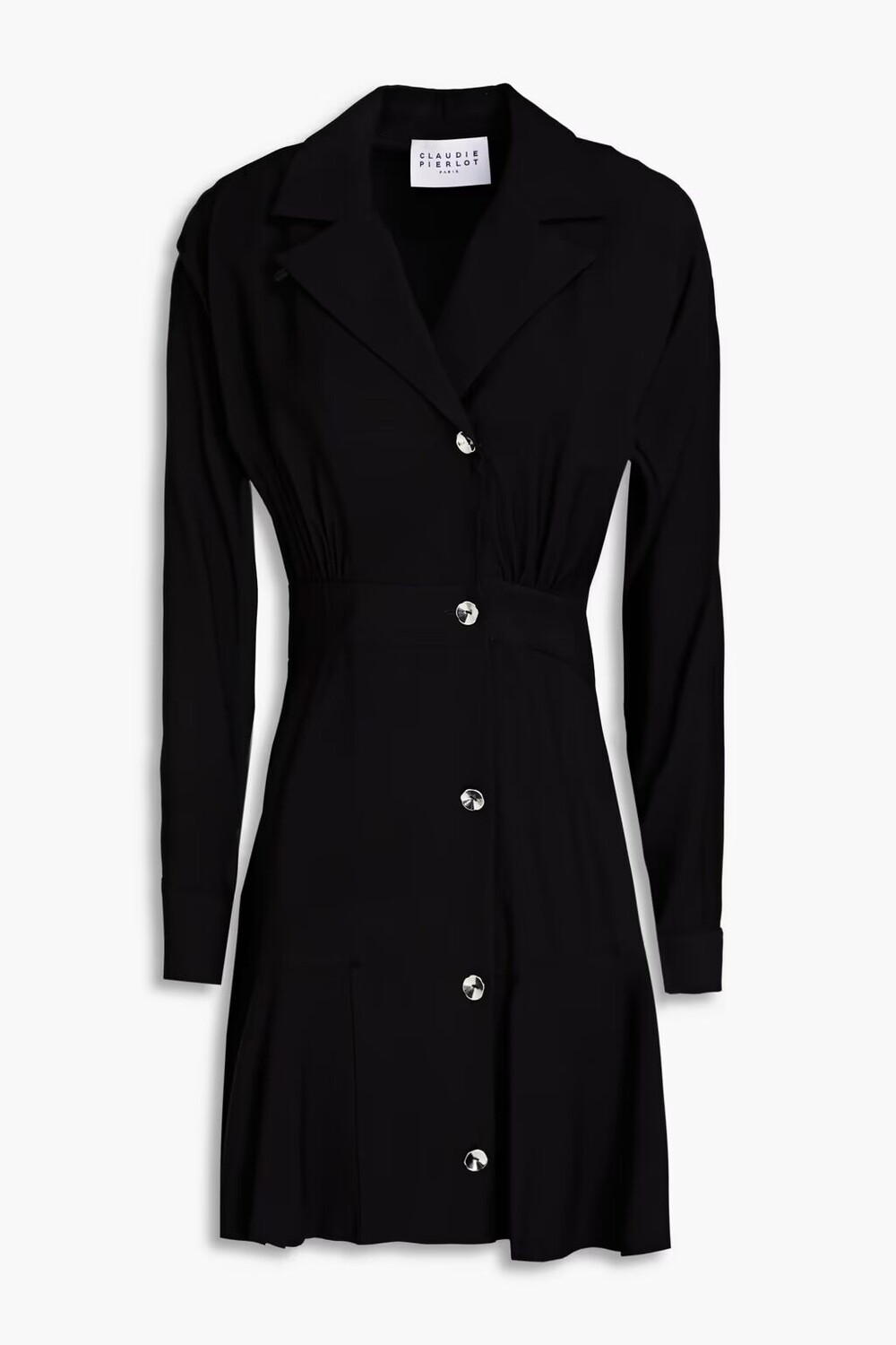 

Платье-рубашка мини из твила со сборками Claudie Pierlot, черный