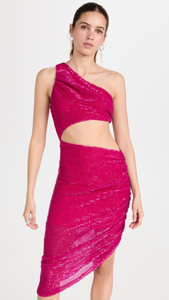 

Платье Prabal Gurung One Shoulder Cutout, фуксия