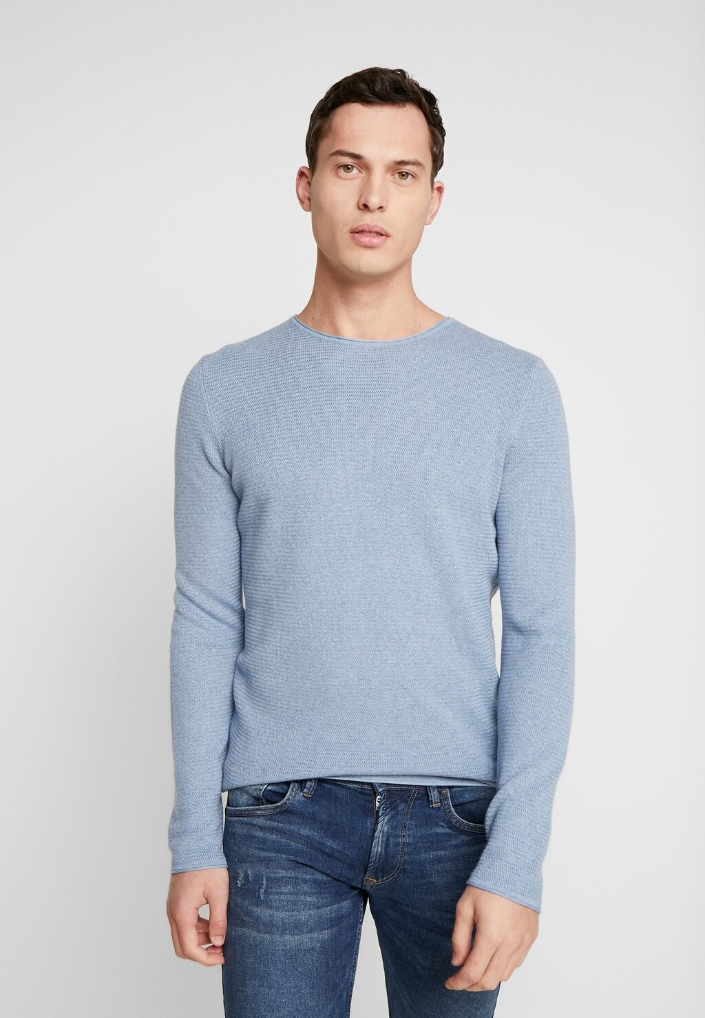 

Свитер ZIGZAG STRUCTURED CREWNECK Tom Tailor, мягкий светло-голубой меланж, Синий