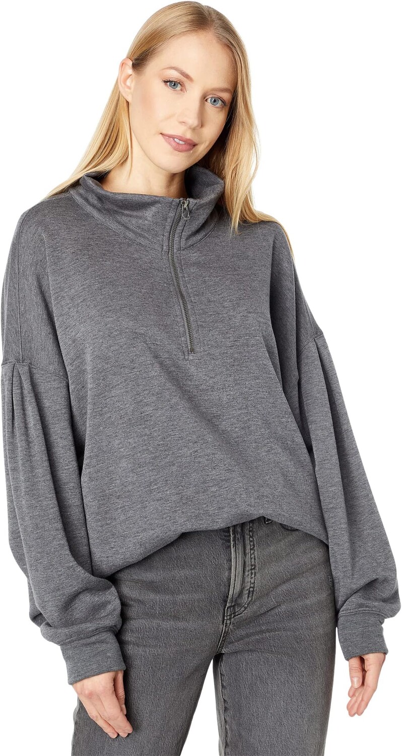 

Толстовка Dylan by True Grit Madison Lux Fleece High-Low Zip Pullover w/ Drop Shoulder & Raw Edge Hem, черный