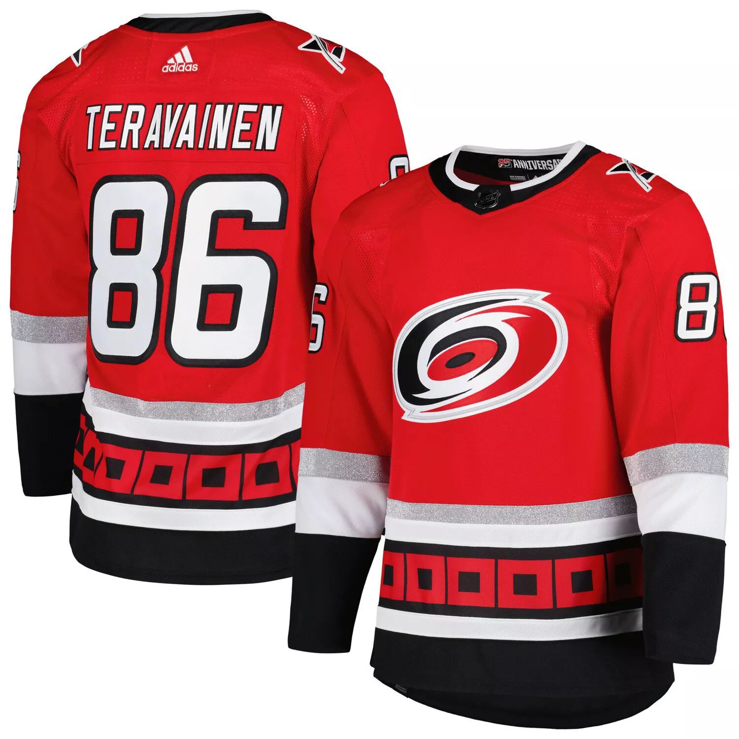 

Мужская футболка Teuvo Teravainen Red Carolina Hurricanes Authentic Pro Primegreen Player 25th Anniversary adidas