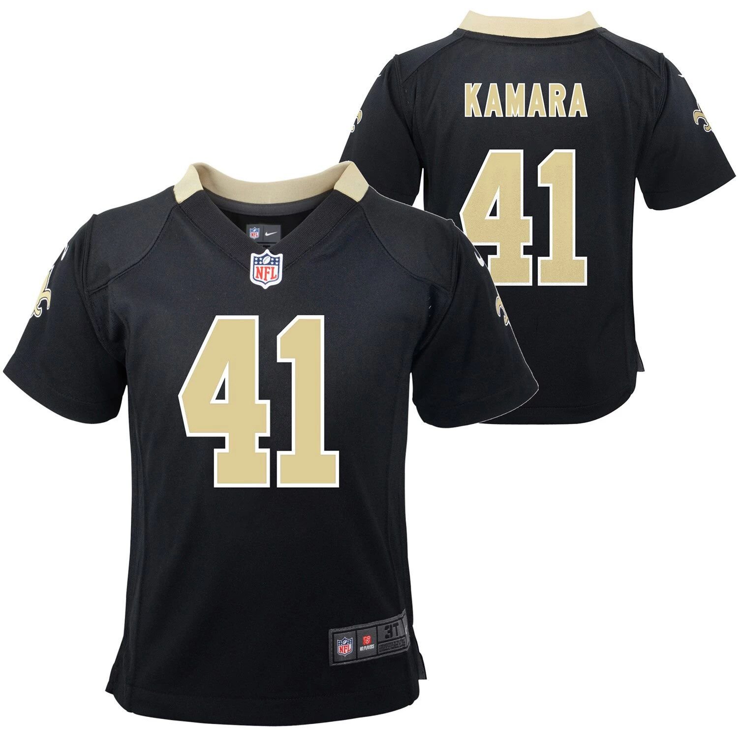 

Черная игровая майка Nike Alvin Kamara для дошкольников New Orleans Saints Player Nike