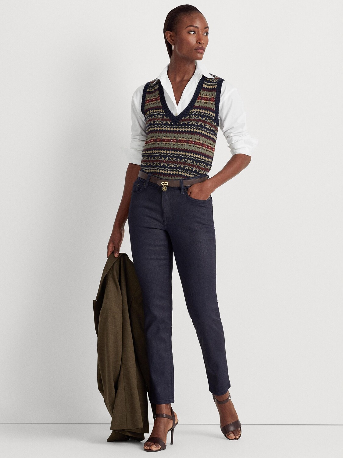 

Трикотажная майка из смесового льна Lauren Ralph Lauren Sevolat Fair Isle, разноцветная