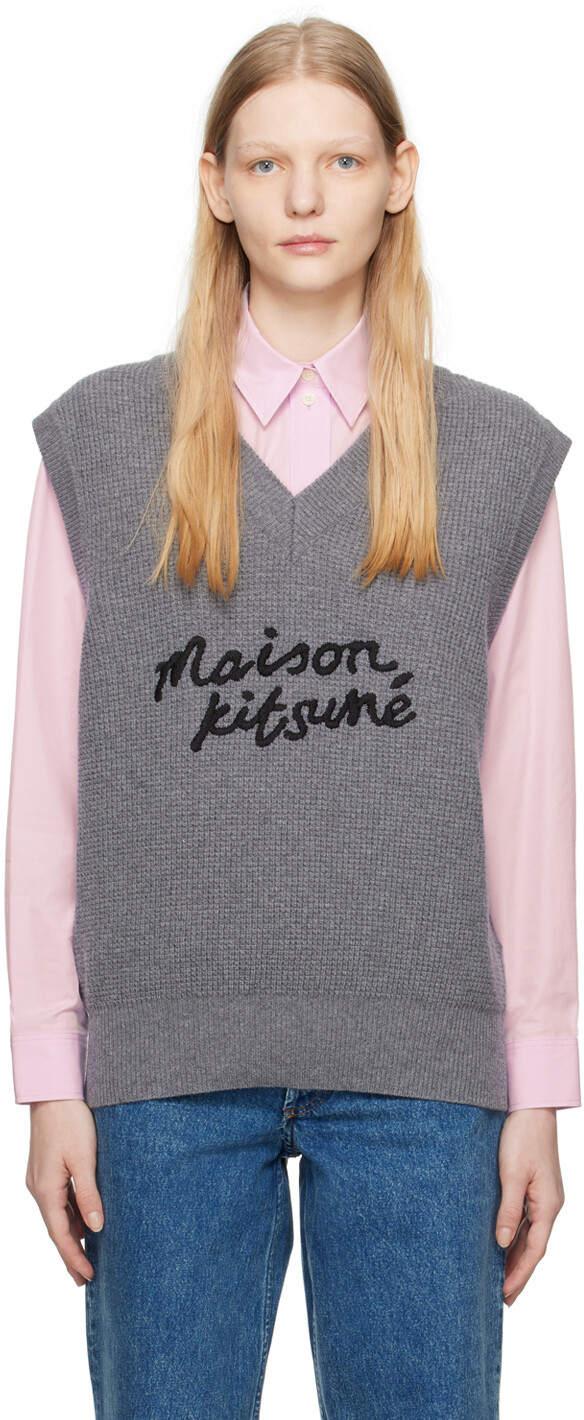 

Серый жилет для рукописного ввода Maison Kitsune