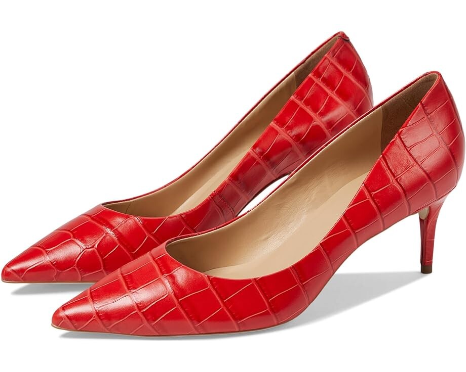 ins doce net vermelho jaqueta de pelúcia feminino inverno 2021 nova versão coreana solta selvagem grosso quente puro cor casaco Туфли Massimo Matteo Debbie Croco Mid Heel Pump, цвет Vermelho Croco