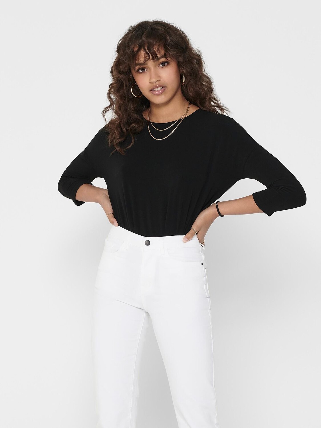 

Свитер ONLY Dünner Strick 3/4 Langarm Shirt Basic Sweater ONLGLAMOUR, черный