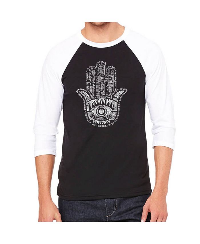 Мужская футболка Hamsa реглан Word Art LA Pop Art, черный