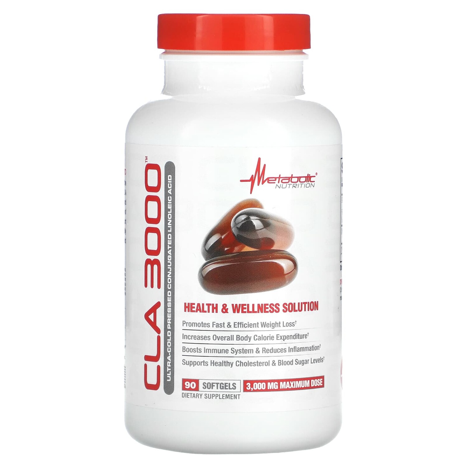 

CLA 3000, 1000 мг, 90 мягких таблеток, Metabolic Nutrition