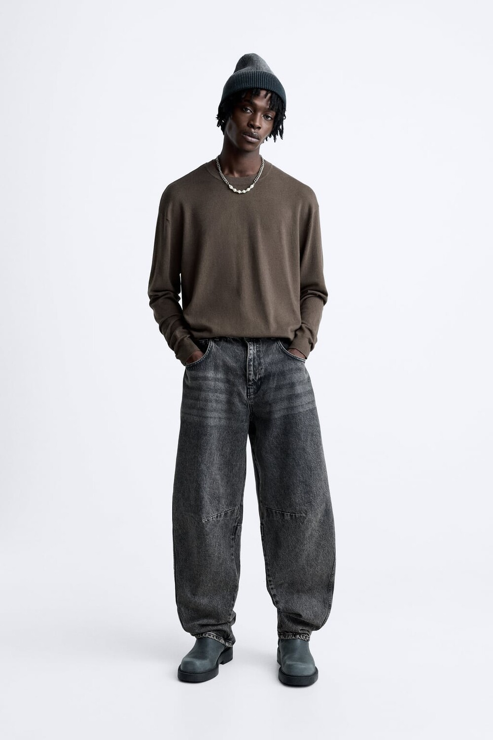 

Свитер из смесовой вискозы ZARA, коричневый