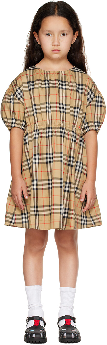 

Детское бежевое платье в клетку Burberry