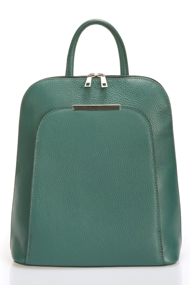 Кожаный рюкзак с внешним карманом Massimo Castelli, зеленый