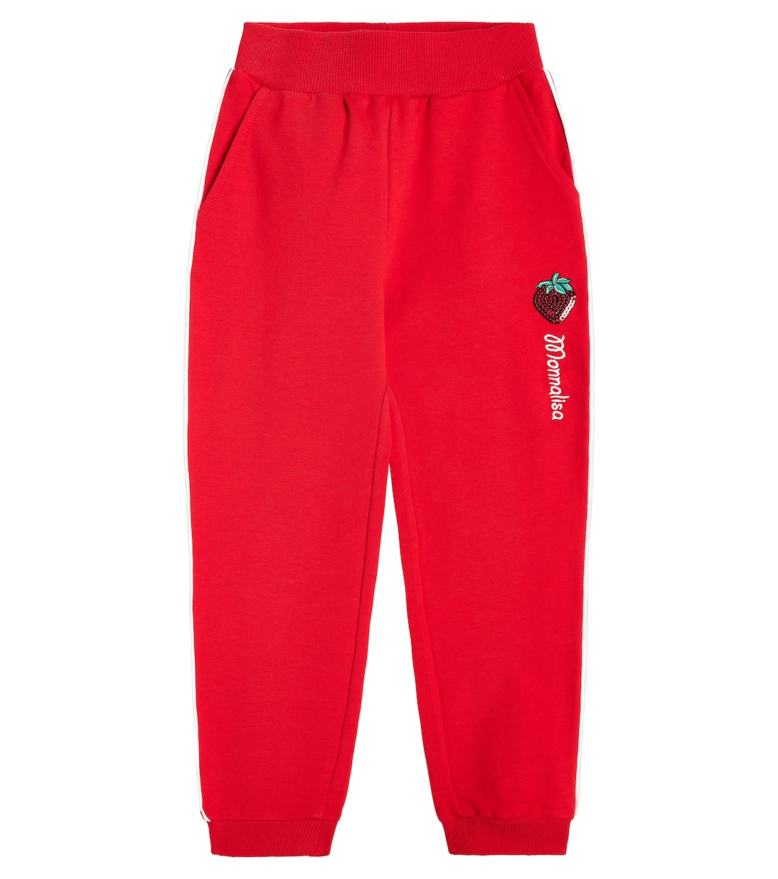 Спортивные брюки из хлопкового джерси с логотипом Monnalisa, красный спортивные брюки из хлопкового джерси с нашивкой логотипом moncler красный