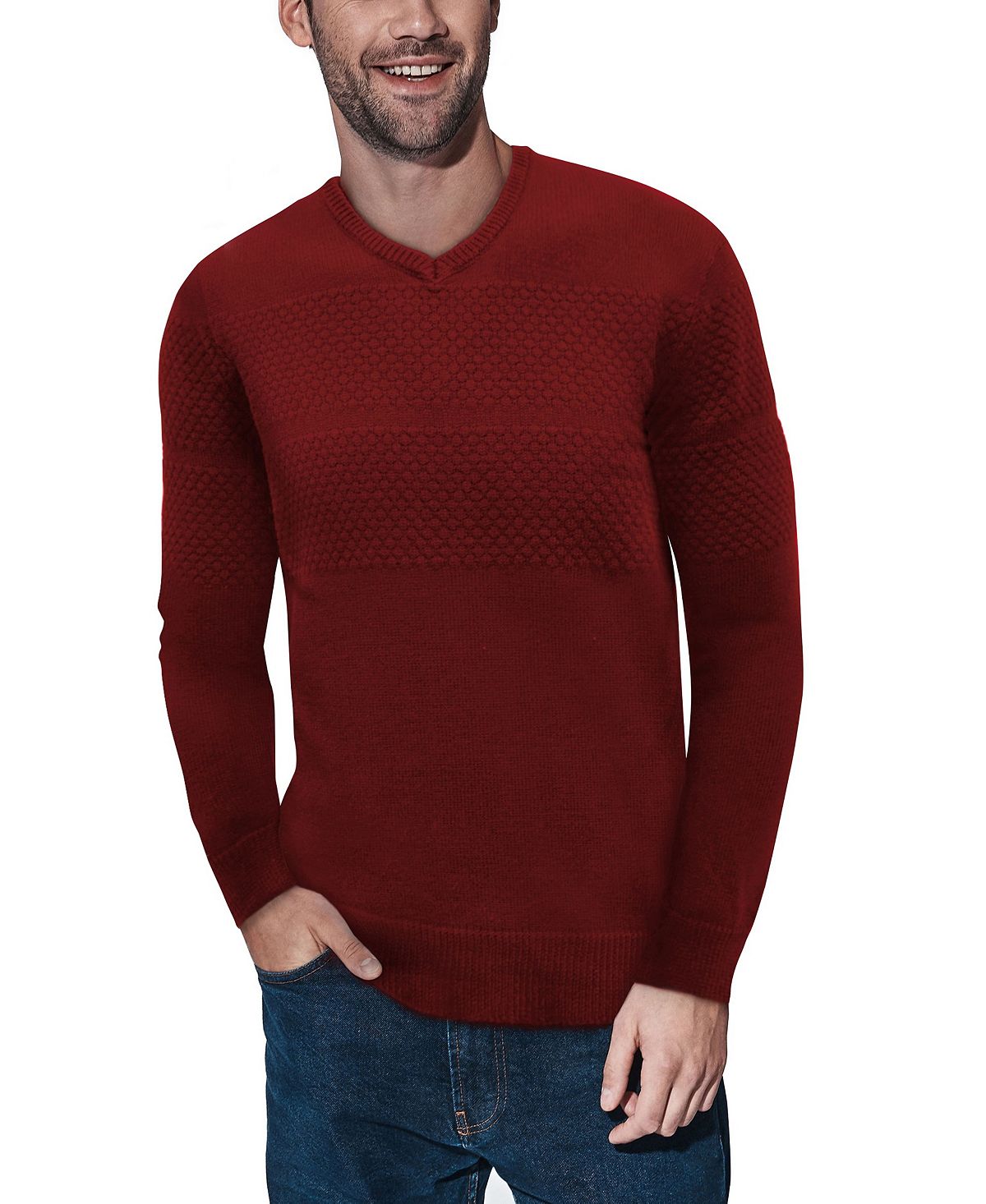 Мужской вязаный свитер с v-образным вырезом и сотами X-Ray женский пуловер с вышивкой и v образным вырезом