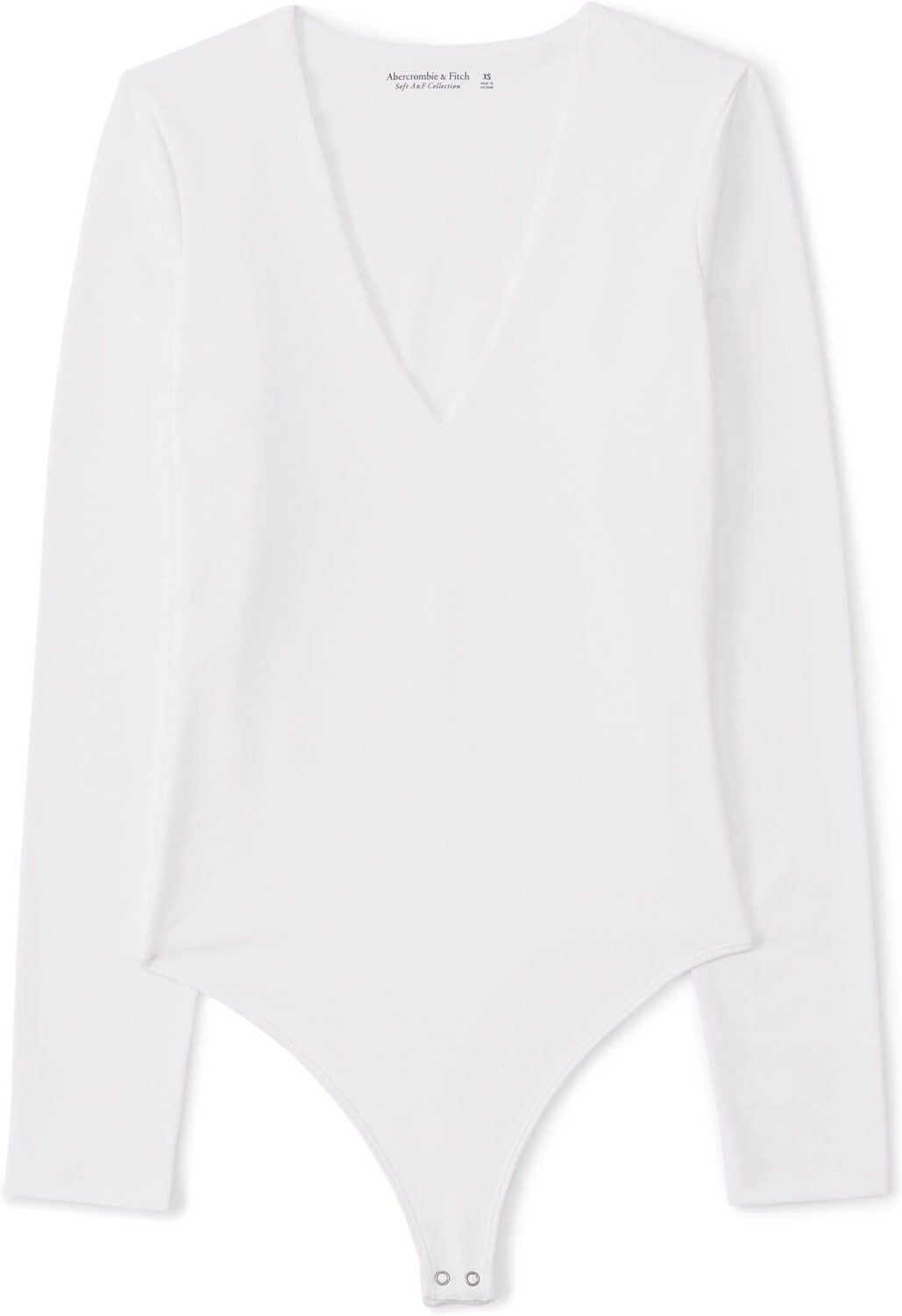 

Бесшовное боди с длинными рукавами и V-образным вырезом Abercrombie & Fitch, цвет Brilliant White