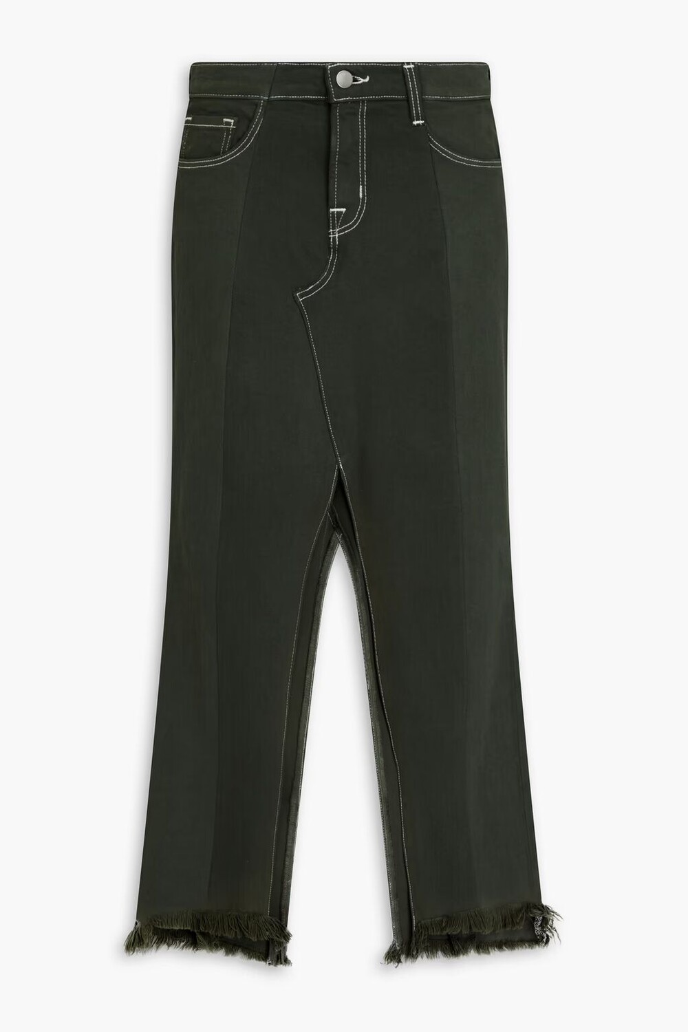 

Джинсовая юбка миди The Reworked с бахромой E.L.V. Denim X The Outnet, армейский зеленый