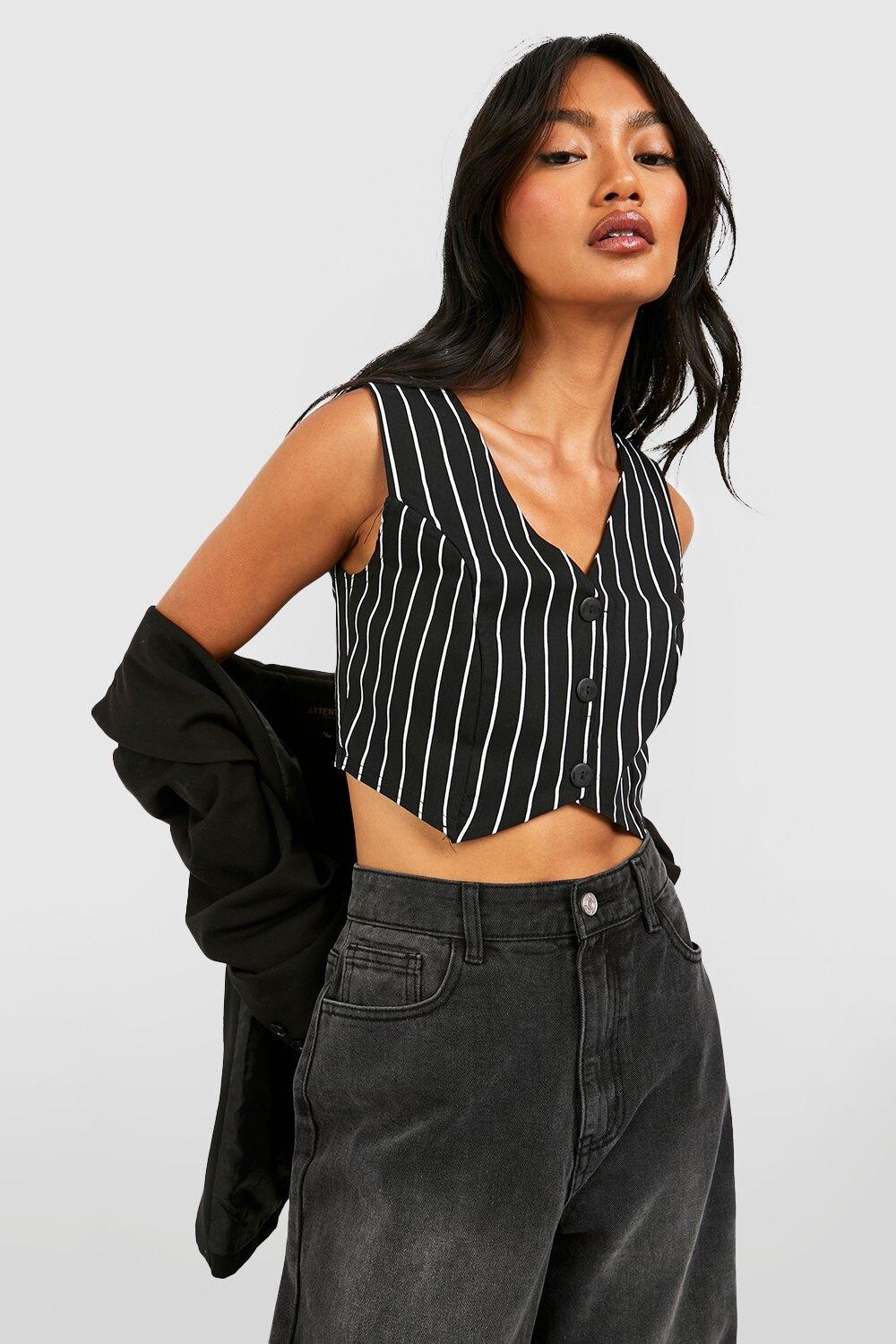 

Топ-жилет в полоску Boohoo, черный