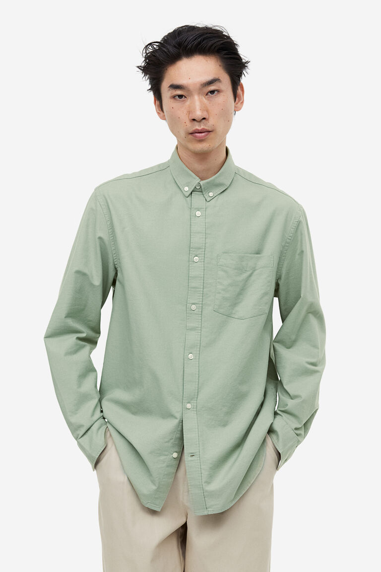 Оксфордская рубашка стандартного кроя H&M, зеленый