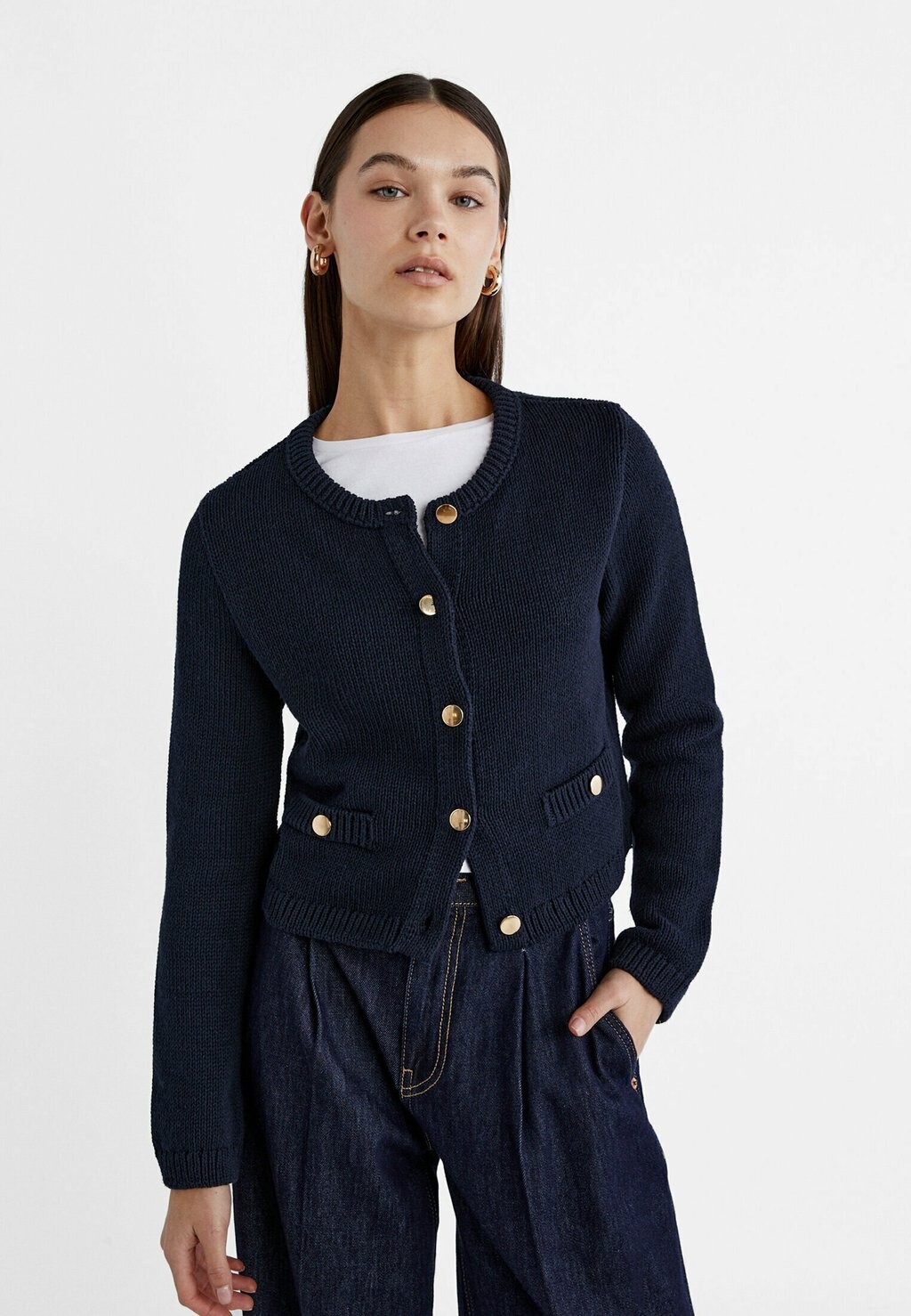 

Кардиган WITH POCKETS Stradivarius, цвет dark blue