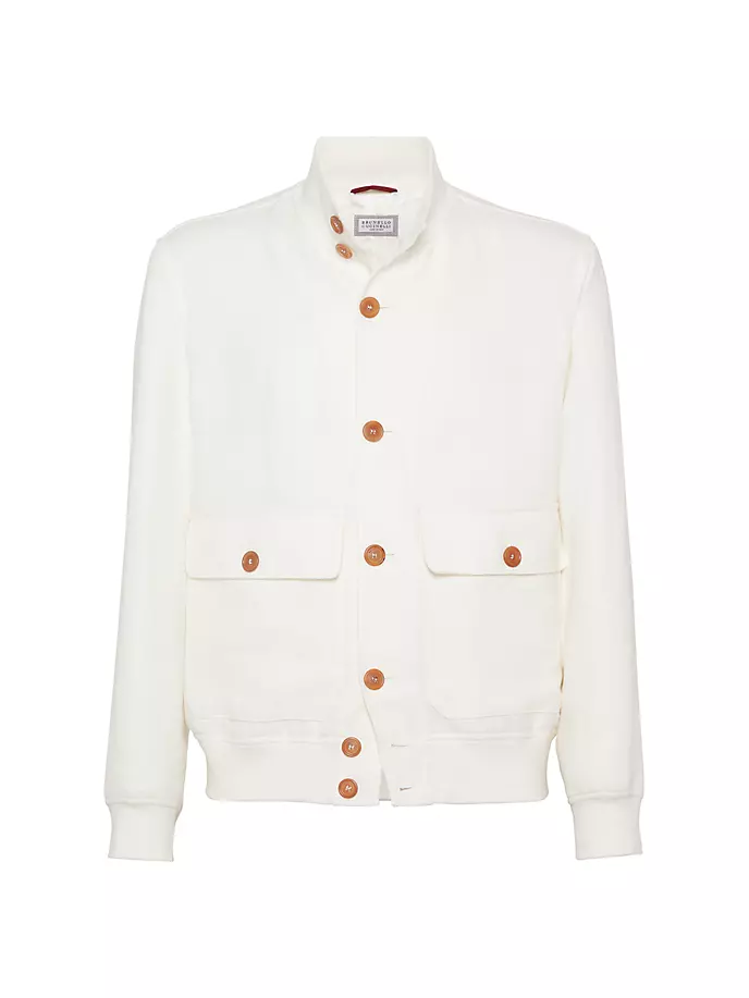 

Верхняя куртка из льняной шерсти и шелка по диагонали Brunello Cucinelli, цвет off white