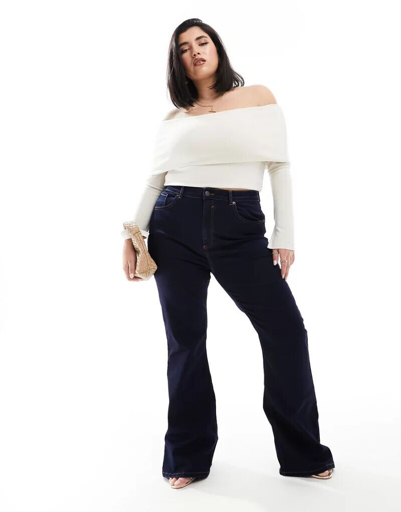 

Темно-синие эластичные расклешенные джинсы ASOS DESIGN Curve Power