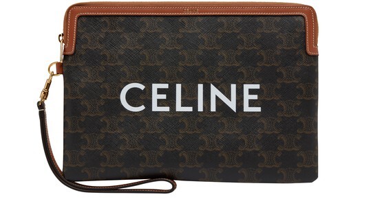 

Маленькая сумка на ремешке из канвы Triomphe с принтом Celine. Celine, бежевый