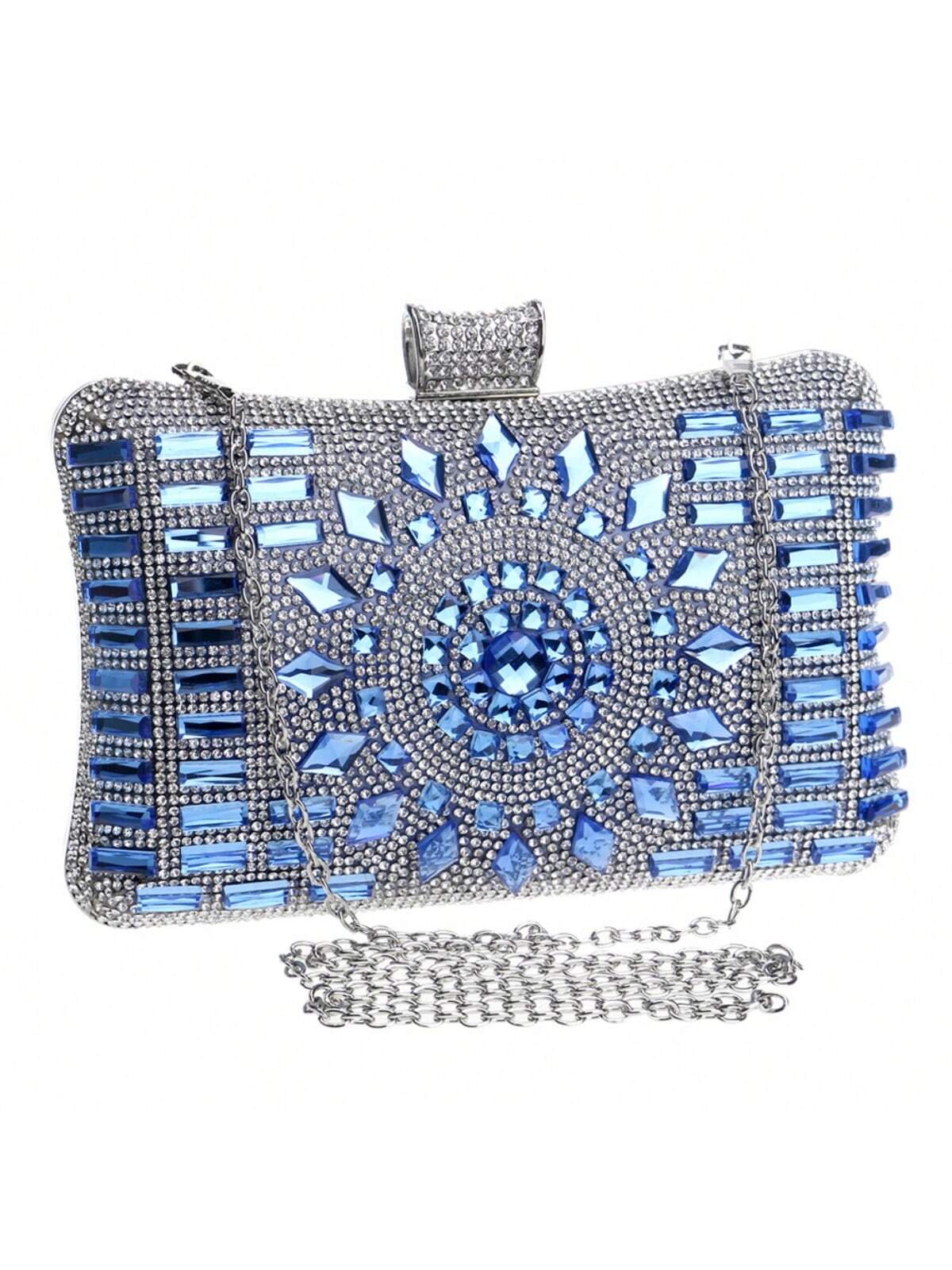 Акриловая женская вечерняя сумка с бриллиантами, синий сумка мессенджер piove 821185 блек вечерняя черный