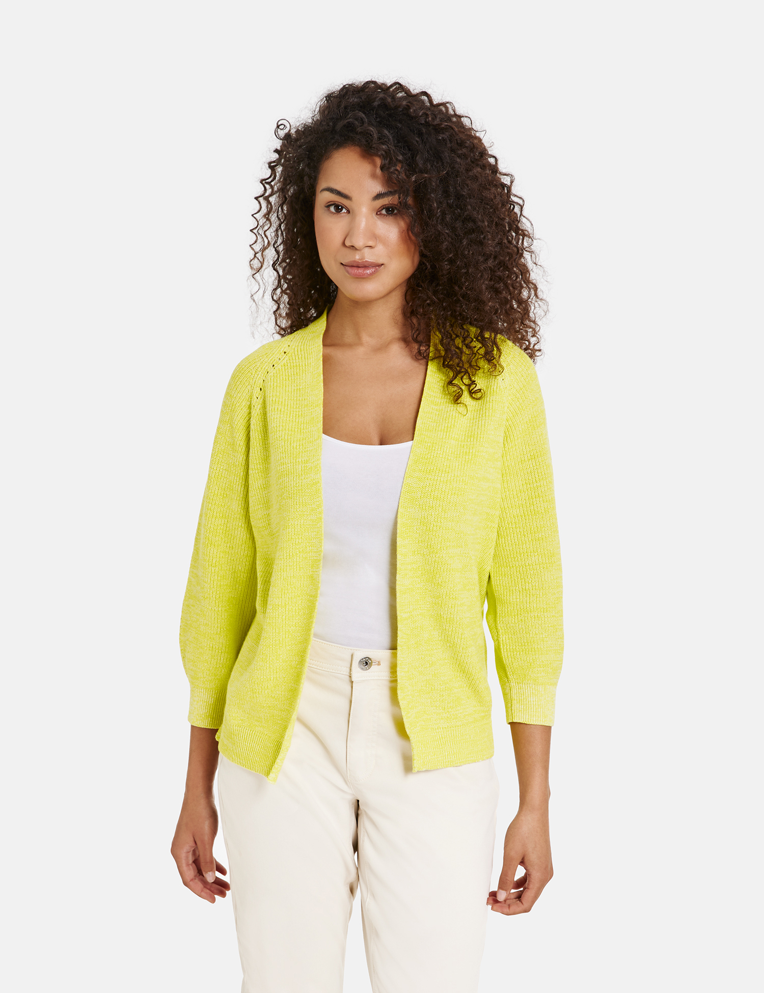 Кардиган TAIFUN Jacke Strick, цвет Vibrant Lime gemustert