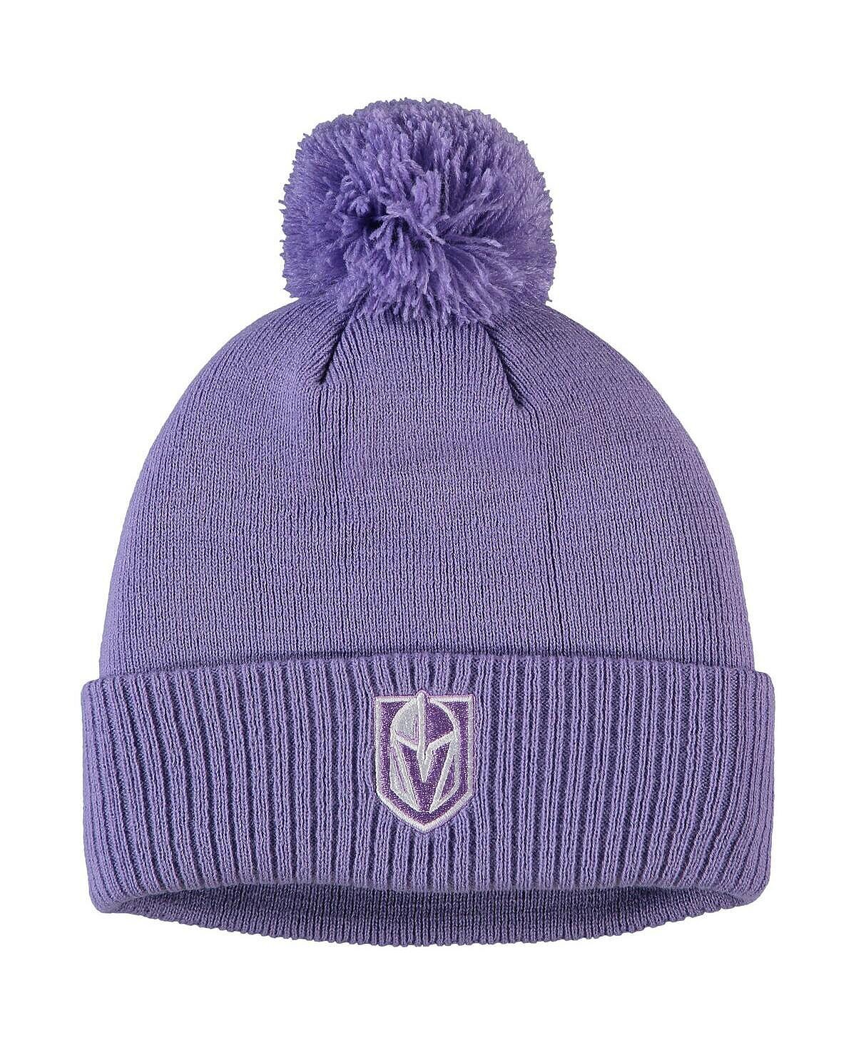 

Мужская фиолетовая вязаная шапка Vegas Golden Knights 2021 Hockey Fights Cancer с манжетами и помпоном adidas