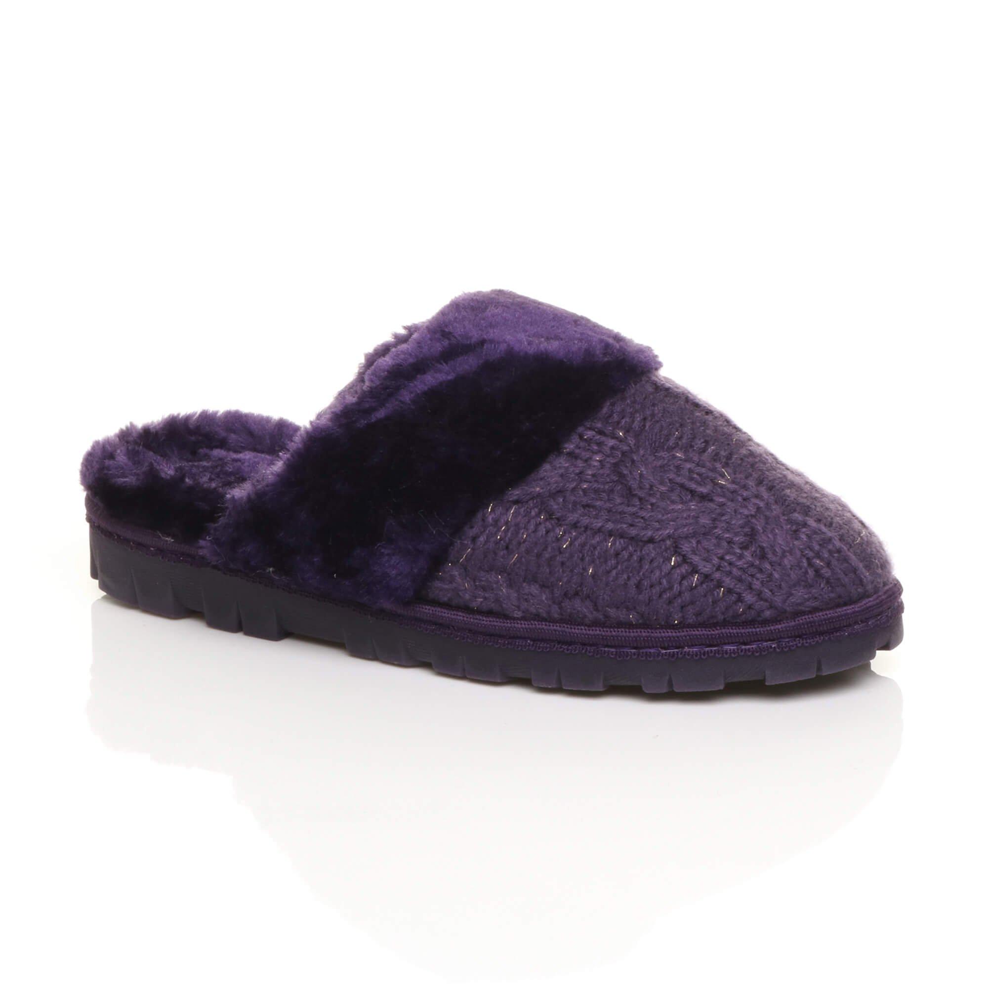 Блестящие вязаные тапочки на плоском каблуке-мюле AJVANI, фиолетовый