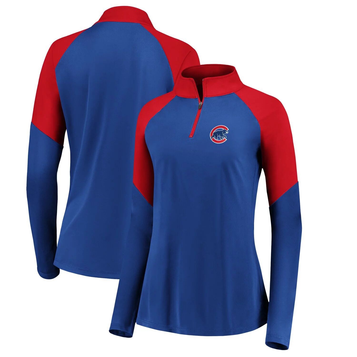 

Женская куртка Fanatics Royal/Red с логотипом Chicago Cubs и молнией четверть четверти реглан Fanatics
