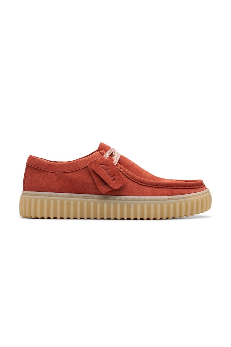 

Замшевые лоферы с логотипом Clarks, красный