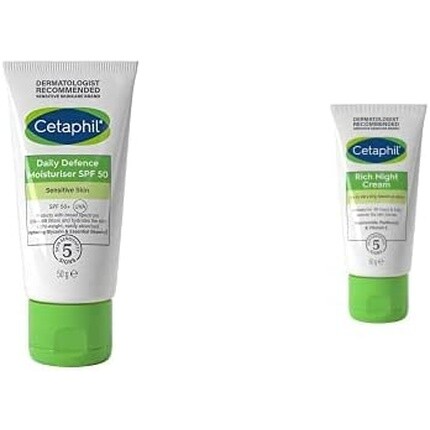 

Набор для ухода за кожей с увлажняющим кремом для лица Daily Defense Spf50 и насыщенным ночным кремом 50 г - для всех типов кожи, Cetaphil