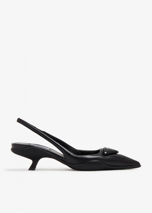 

Туфли Prada Soft Padded Leather Slingback, черный