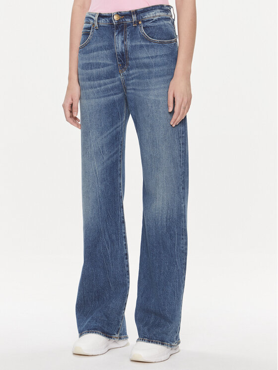 Джинсы широкие Pinko, синий джинсы широкие pinko размер 29 белый