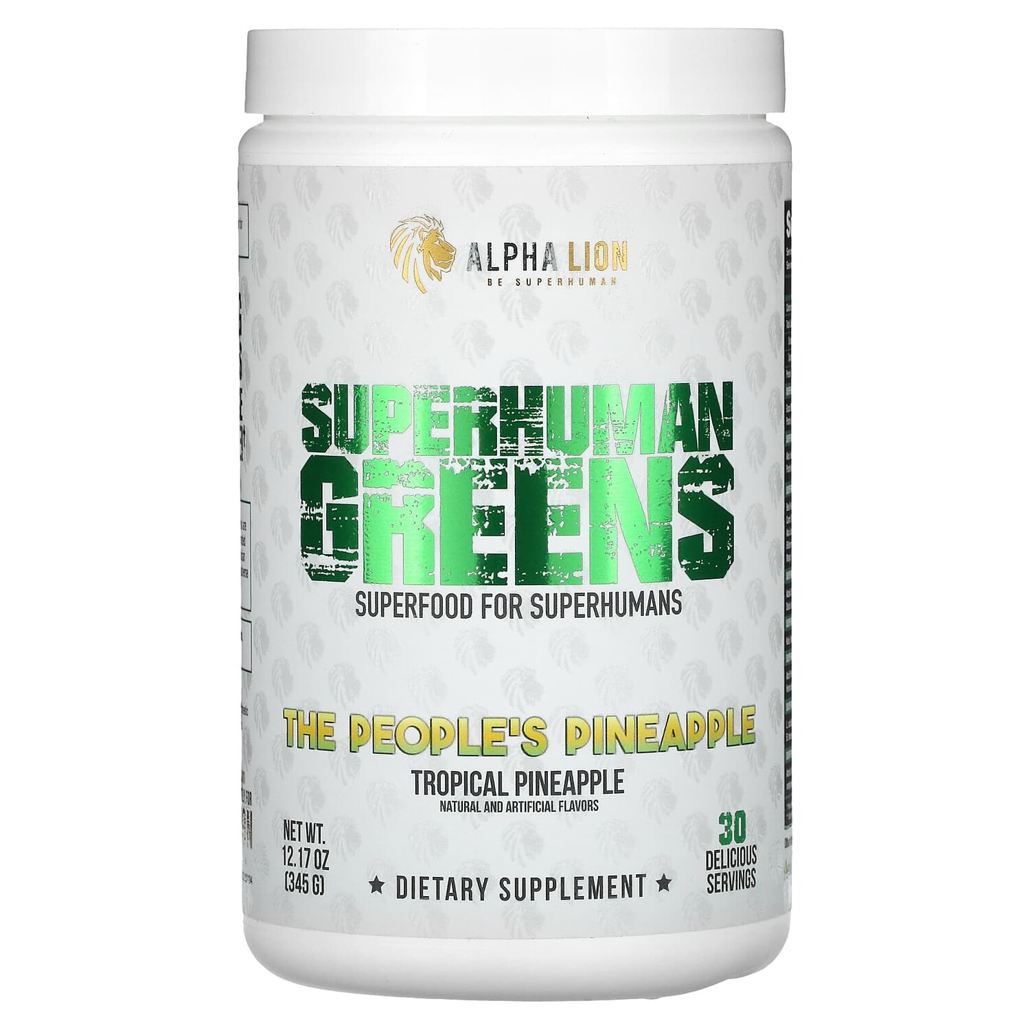 

SuperHuman Greens, The People's Pineapple, тропический ананас, 345 г (12,17 унции), ALPHA LION