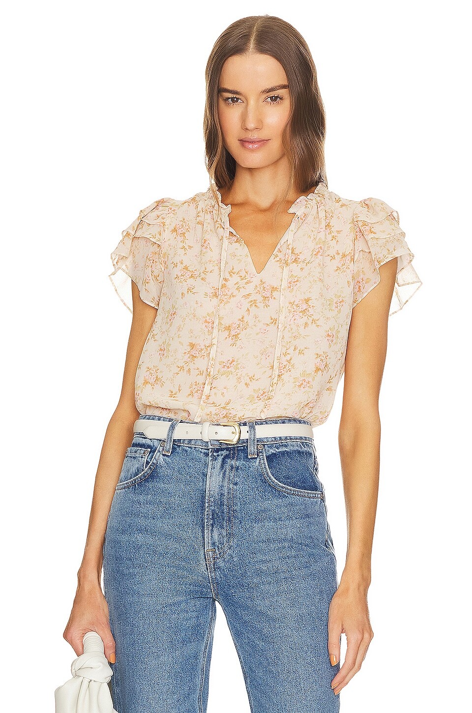 

Топ 1. STATE Flutter Sleeve Tie Neck, цвет Petal Pink