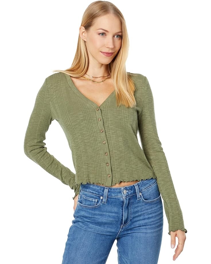 

Топ Lucky Brand Long Sleeve Knit Cardi, зеленый
