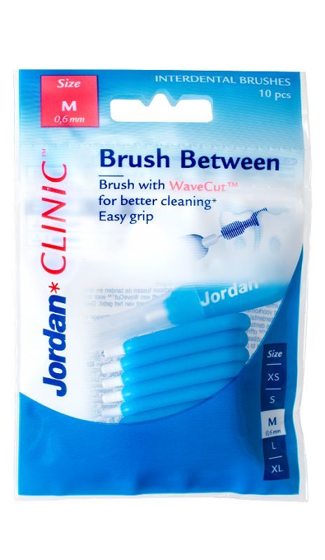 зубные ёршики 0 6мм jordan interdental brushes clinic brush between size m 10 шт Jordan Clinic Brush Between Medium зубная щетка, 10 op.