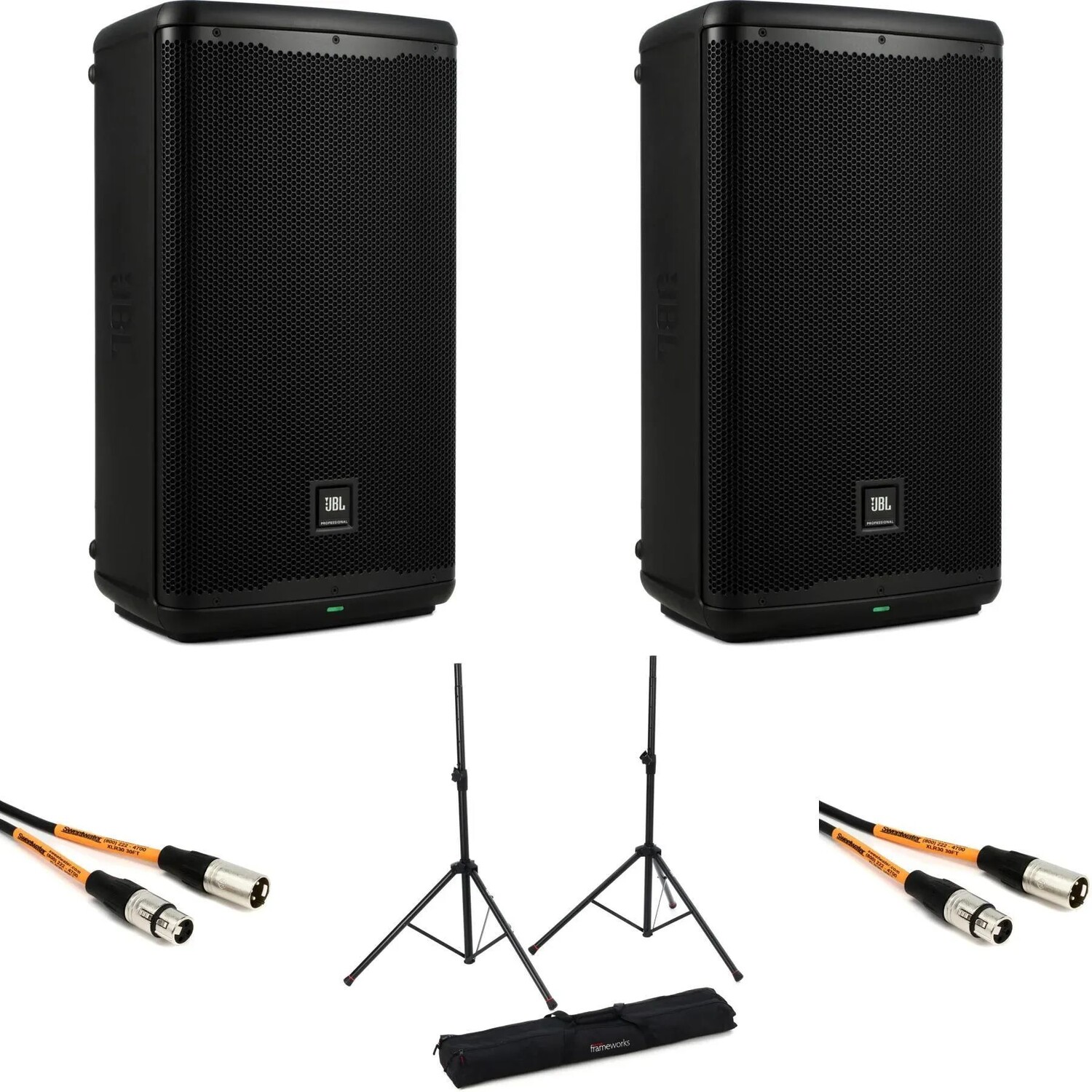 

Пара динамиков JBL EON712 с подставками и кабелем