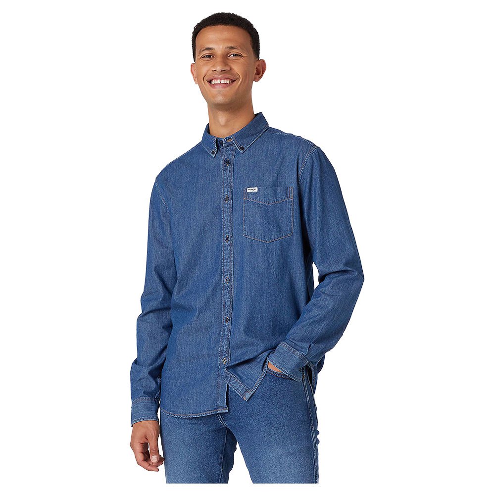 

Рубашка с длинным рукавом Wrangler 1 Pocket Down Regular Fit, синий