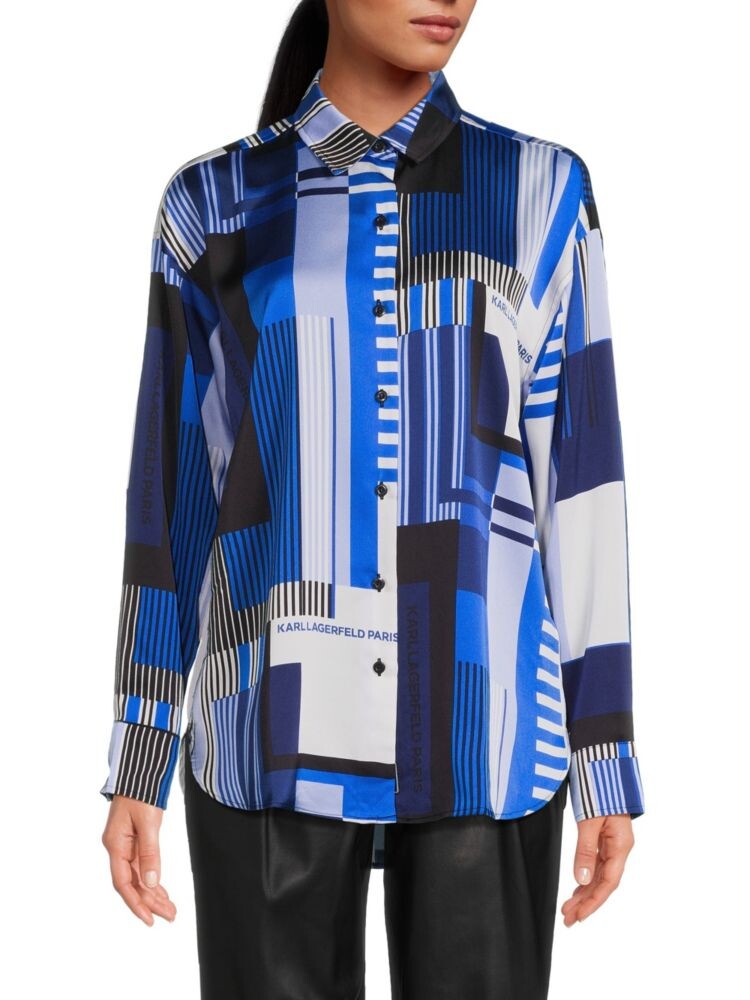 

Блузка с геометрическим логотипом Karl Lagerfeld Paris, цвет Lapis Blue
