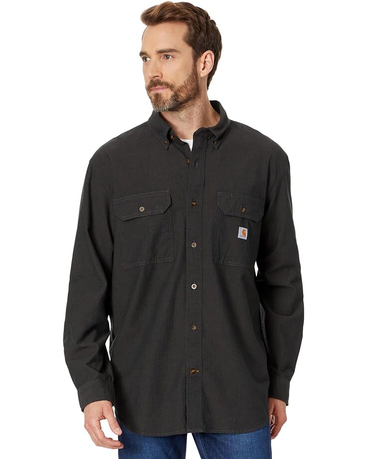 

Рубашка Carhartt Loose Fit Midweight Chambray Long Sleeve, цвет Black Chambray