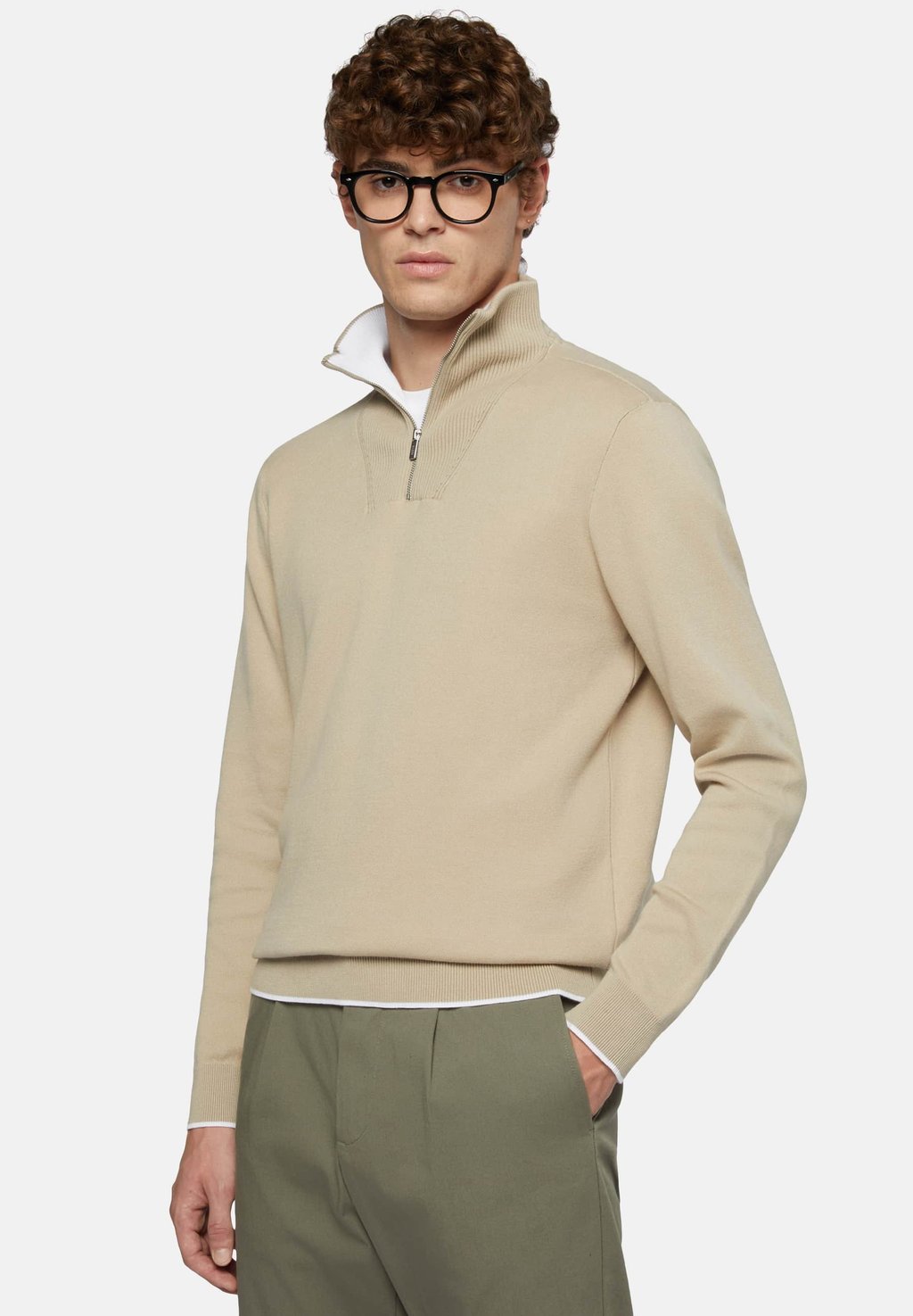 

Свитер Half Zip Boggi Milano, бежевый