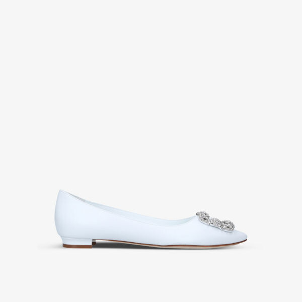 

Кожаные балетки Hangisi с кристаллами Manolo Blahnik, белый